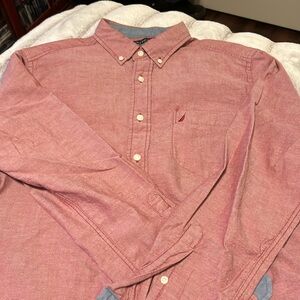 Nautica men’s Oxford with a pocket in heathered red size medium new without tags